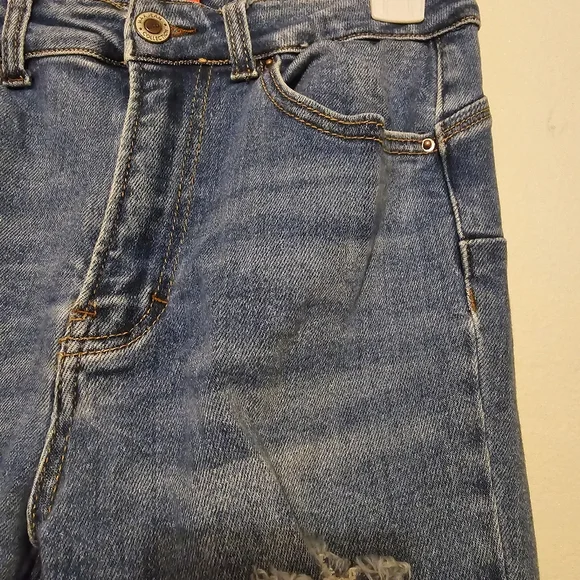 WAX JEAN BUTT I LOVE YOU Distressed Skinny Denim Jeans Light Wash Fade Size 7/28 - Picture 9 of 17